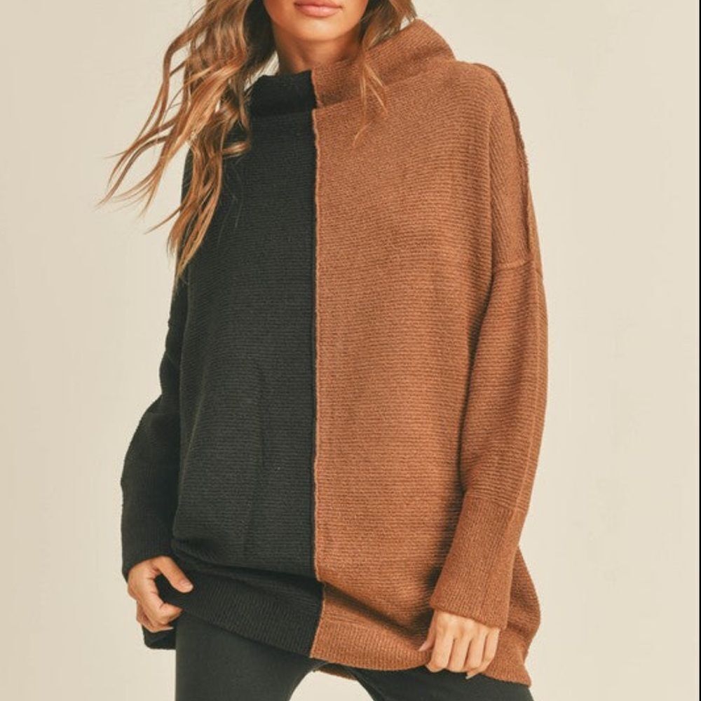 Color block oversized tunic sweater NWT